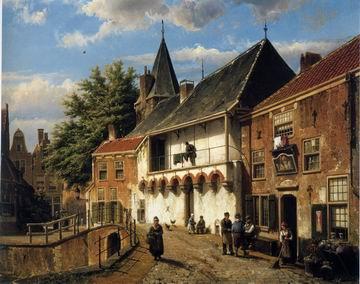 unknow artist European city landscape, street landsacpe, construction, frontstore, building and architecture. 143 oil painting picture